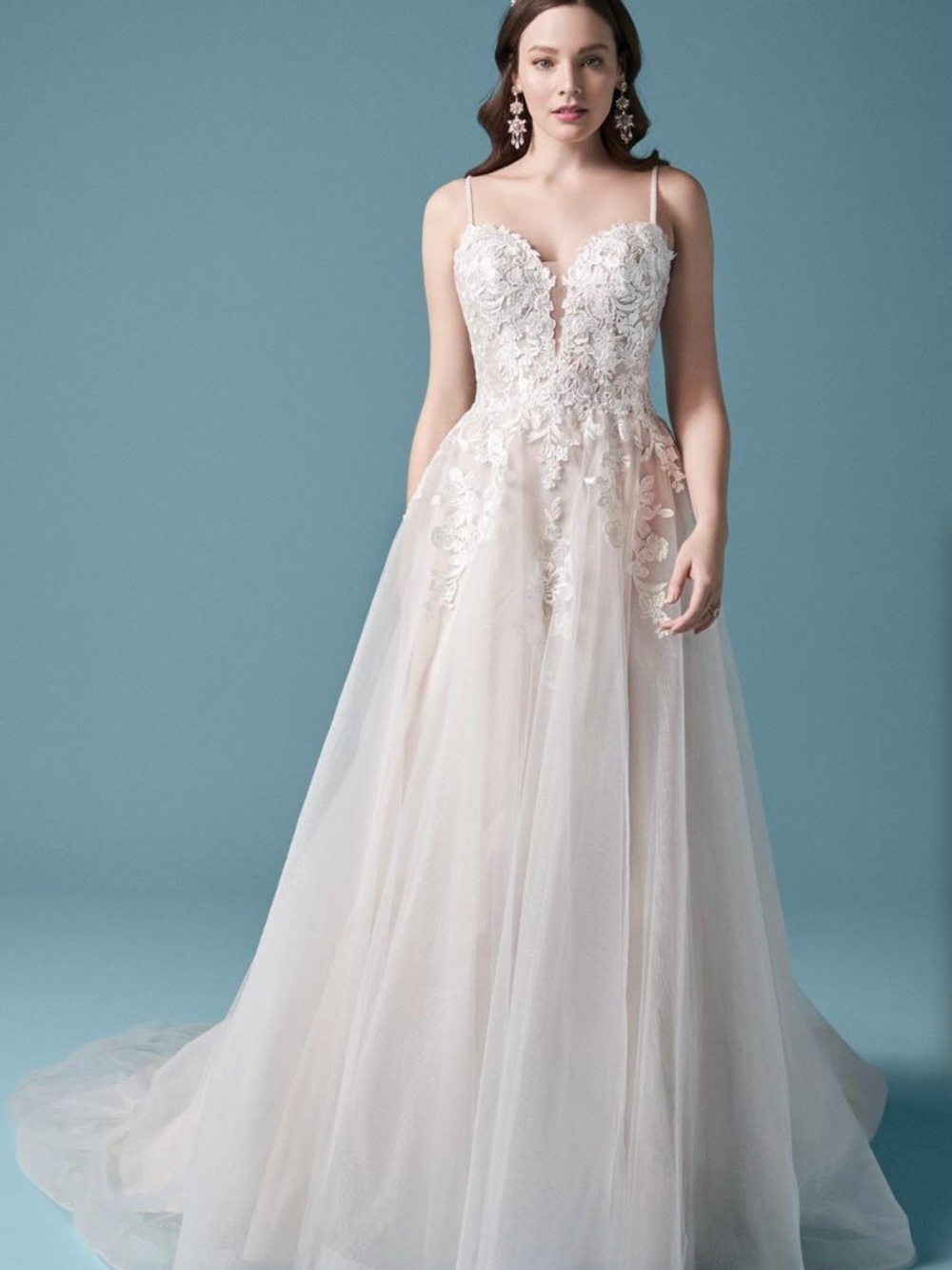 Maggie Sottero Ivory Over Champagne Lace Gown